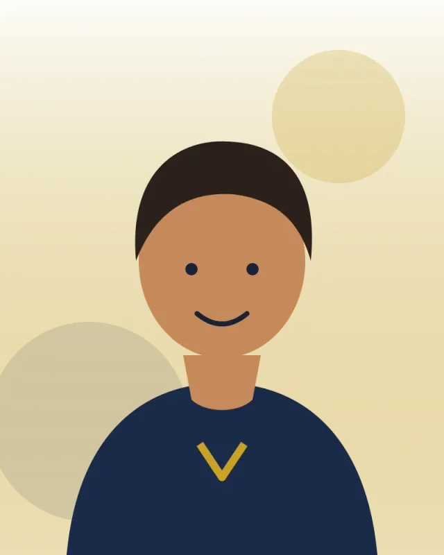 Illustrated portrait of Jordan Reyes, smiling
